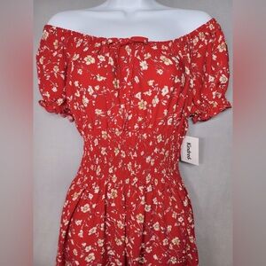 Urban Outfitters Kindred Red floral Jumpsuit